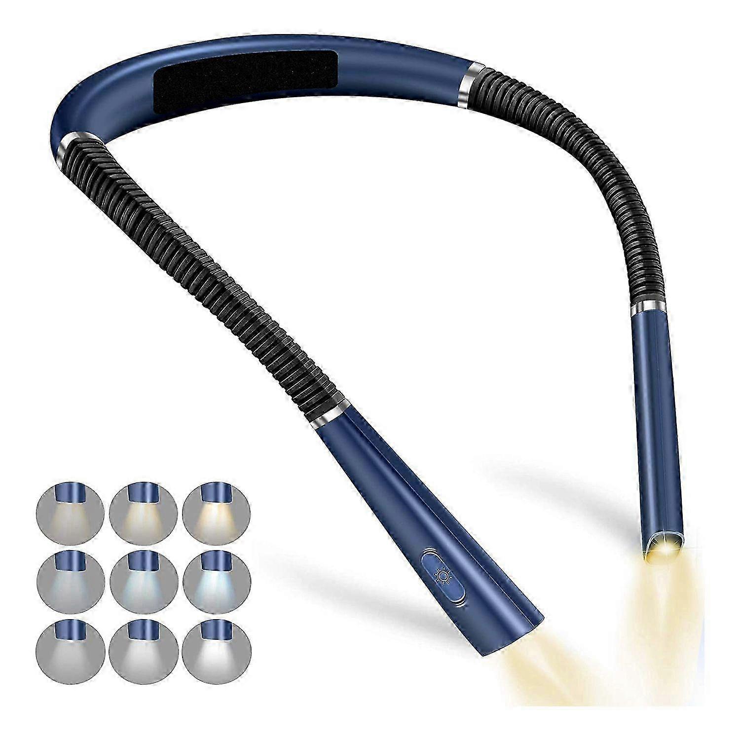 LED Neck Reading Lights, Rechargeable Book Light for Reading, Silicone Arms Neck Lights Reading Lamp for Study-Blue