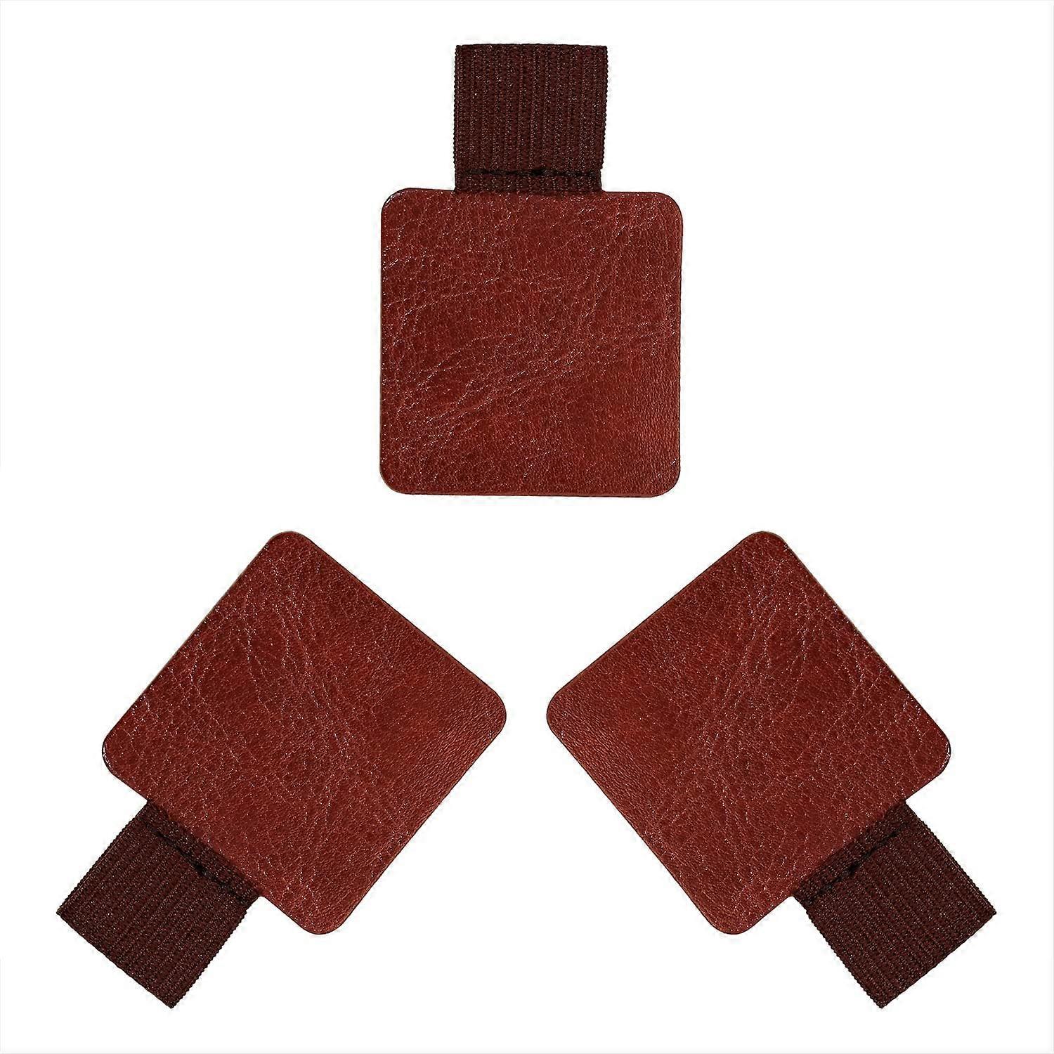 3 Pcs Self-adhesive Leather Pencil Elastic Loop, Square PU Leather