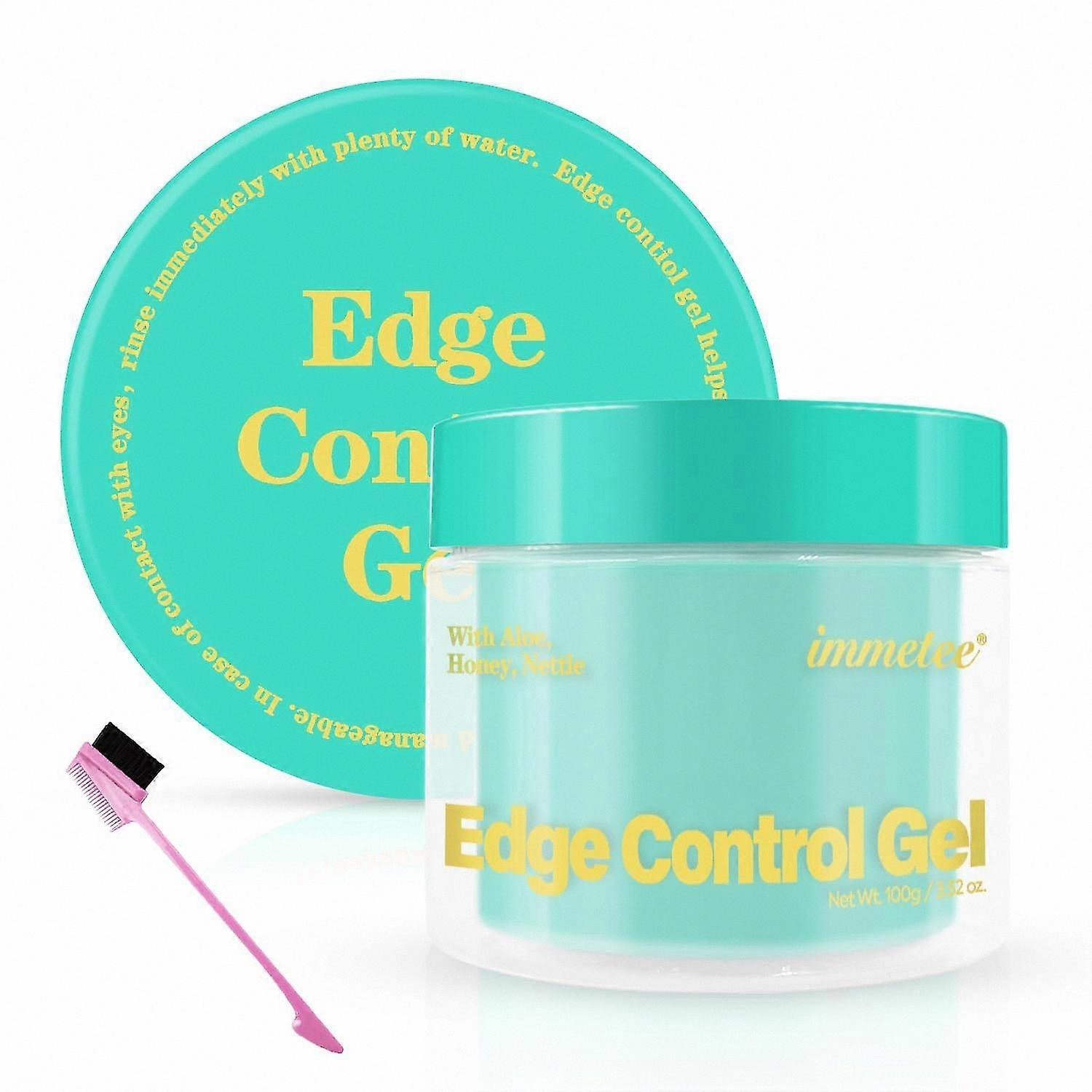 Hair Gel with Brush for Flyaways, Edge Control Styling Gel for Afro Hair, Frizz Taming Solution