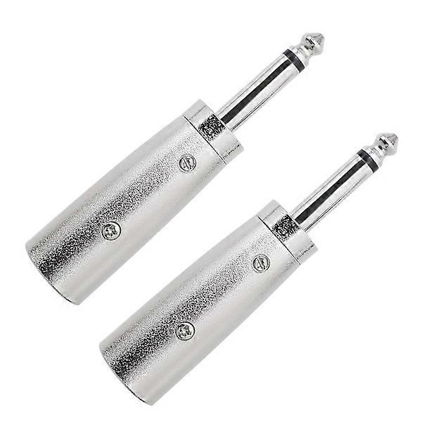 2 x 3-Pin XLR to 6.35mm (1/4\") Mono Male Jack Audio Adapter, Silver, for Audio Microphone