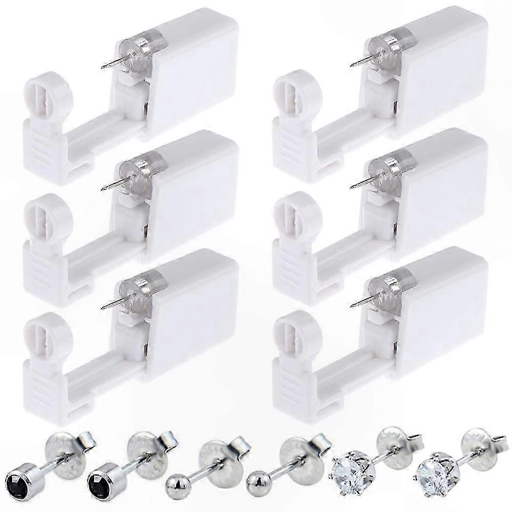 Ear Piercing Kit with 6 Guns, Studs, and Cleaning Tools for Nose, Cartilage, and Tragus Use