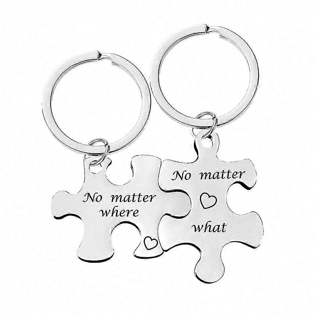 2Pieces Puzzle Keychains Matching Keyring for Him and Her Relationship Gifts