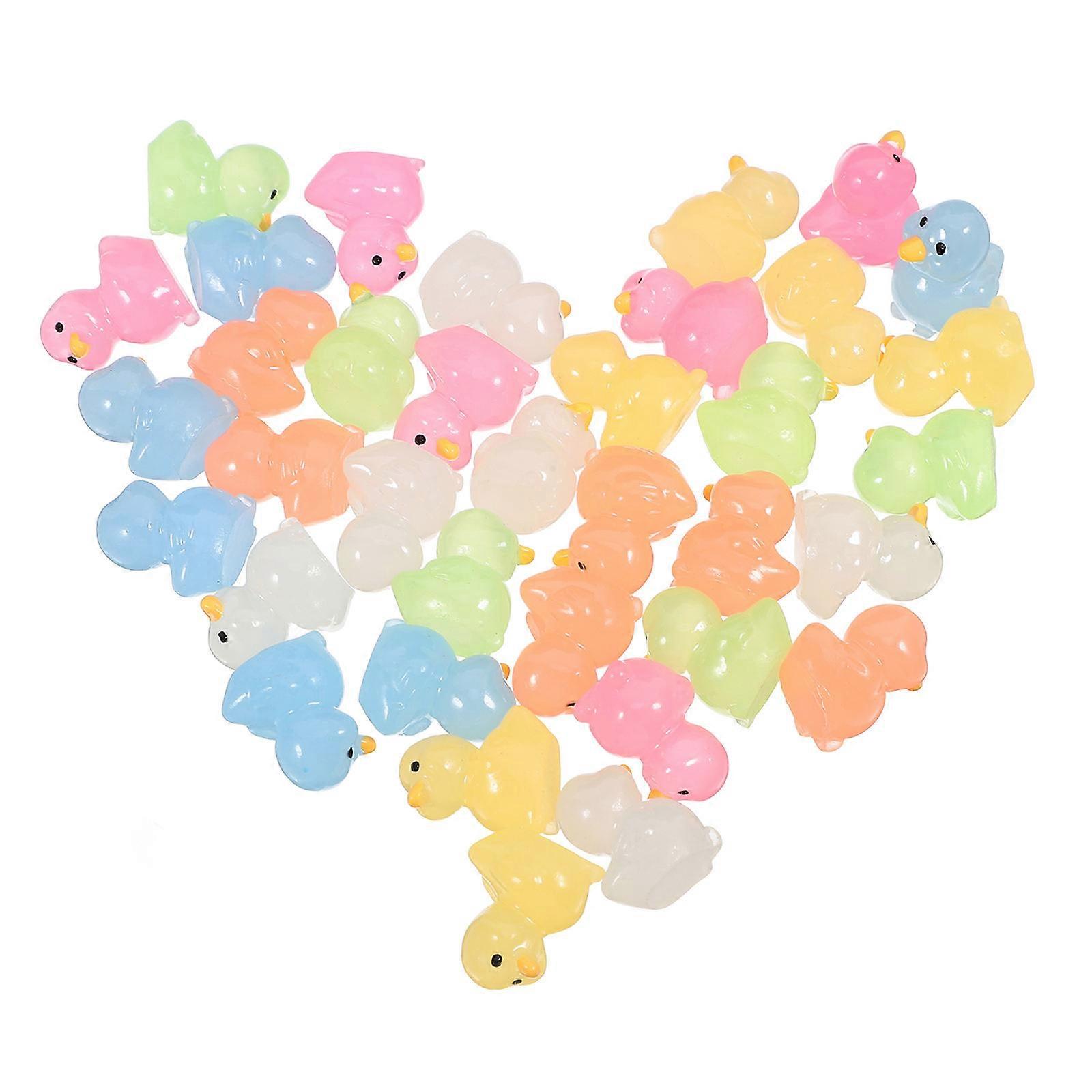 Glowing Duck Figurines 36Pcs Mini Resin Craft Perfect For Gardening And Landscape Design Featuring Assorted Color Variety