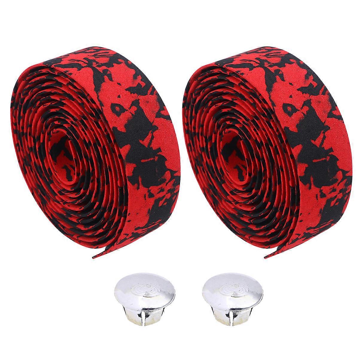 Mountain Bike Handlebar Bandage for Skid Resistance 2Pairs Red Pattern