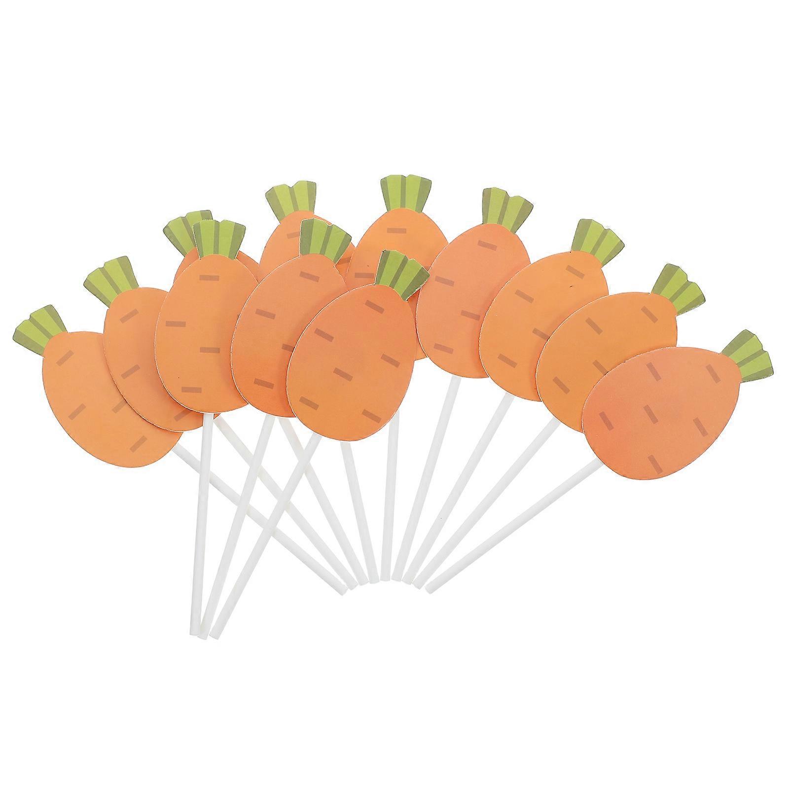 Carrot Shape Dessert Picks 24Pcs For Easter Parties And Family Celebrations Ideal For Cupcakes Ice Cream And Appetizers