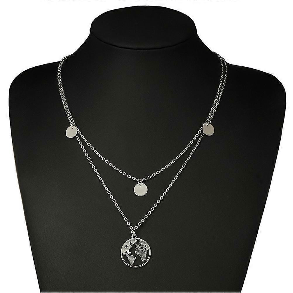 Multi Layer Necklace for Women Bohemian Style Alloy Material Silver Color Fits Any Occasion 8 5 inches