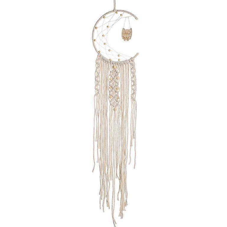 Bohemian Macrame Woven Wall Hanging - White Cotton Handmade for Kids Bedroom Dorm (Light Not with Improved Performance Included)(white)