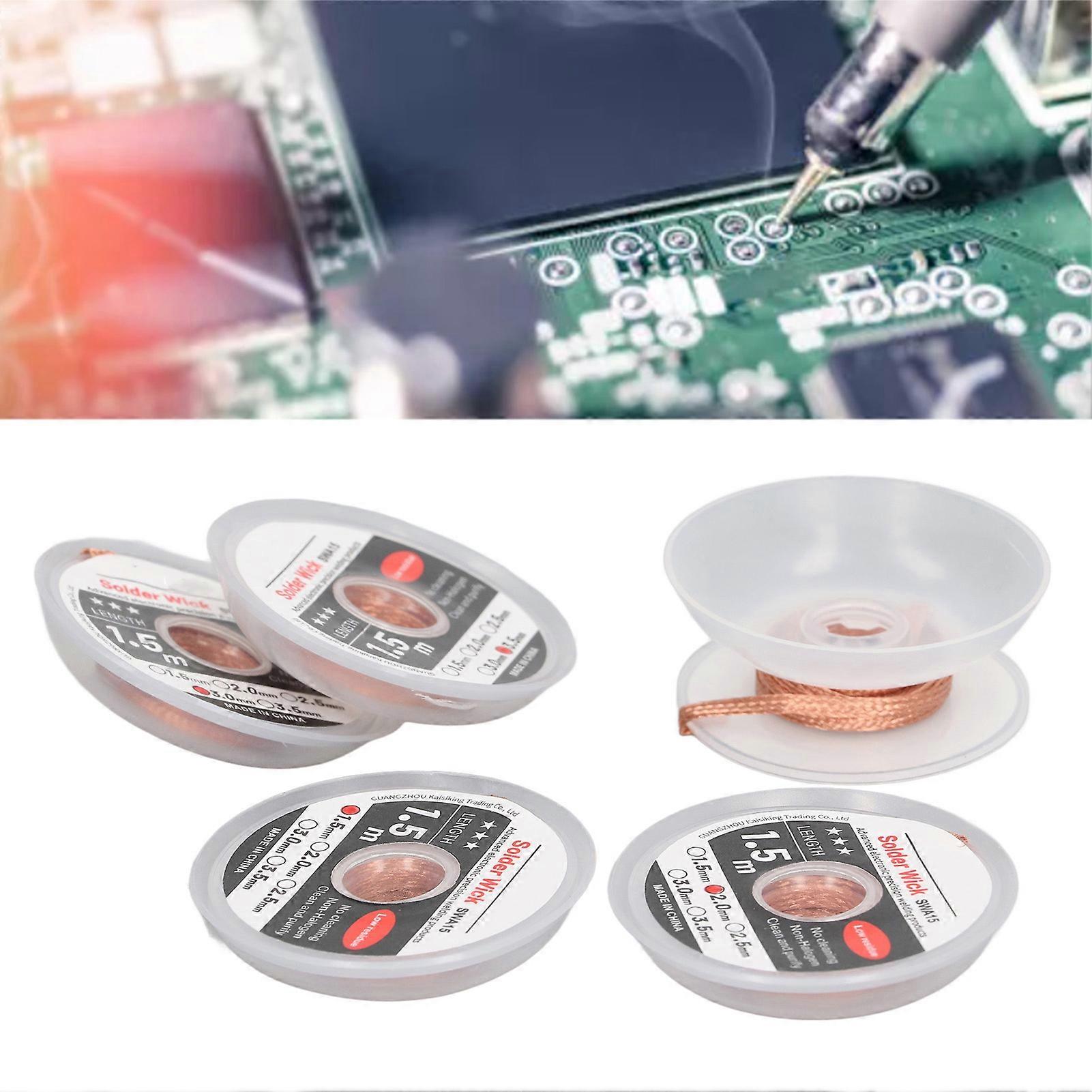 5PCS Red Copper Solder Wick Set 1.5-3.5mm Width, 1.5m Length