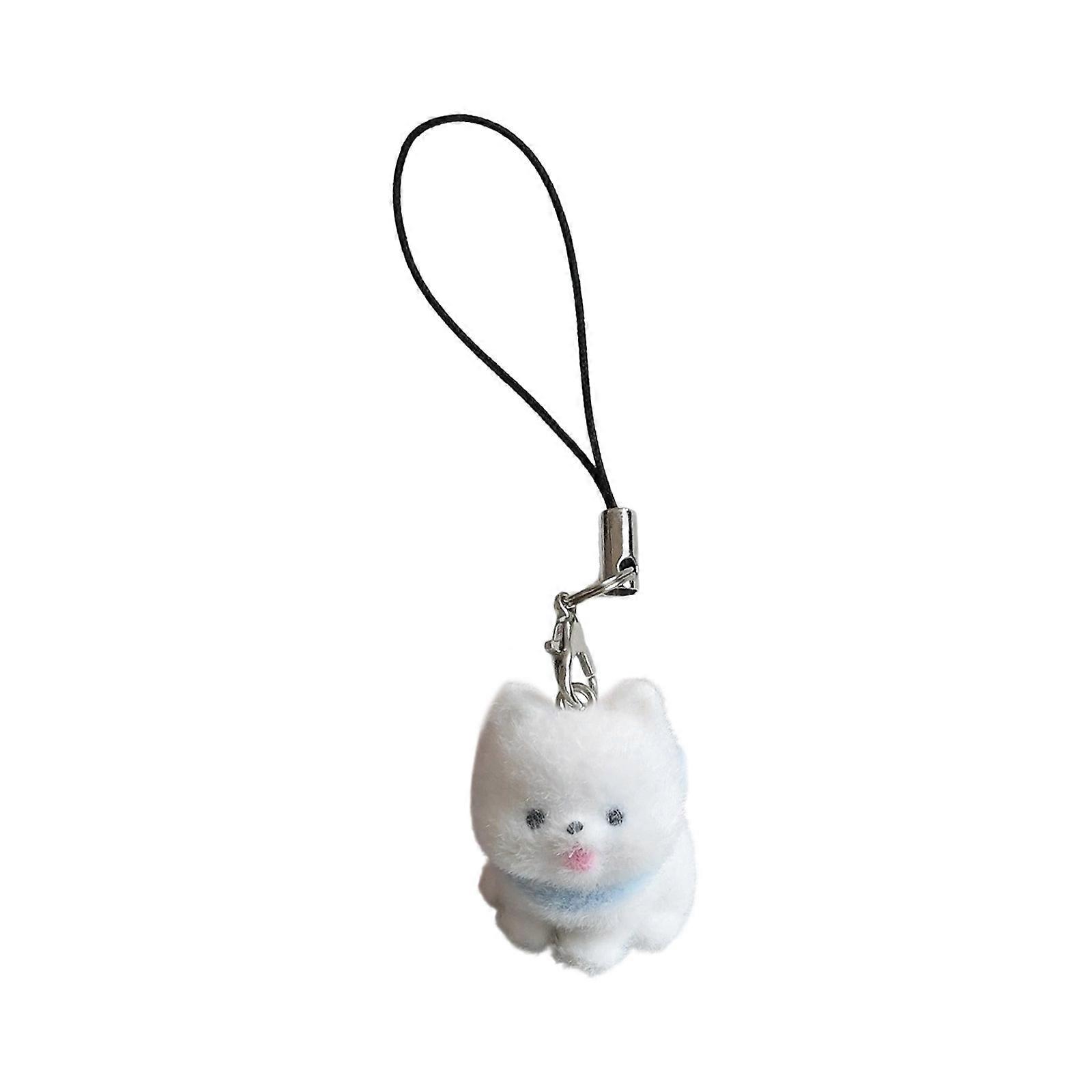 Adorable 3D Puppy Phone Charm Keychain Lanyard Strap Accessory With Soft Flocking Finish For Everyday Style Multicolor