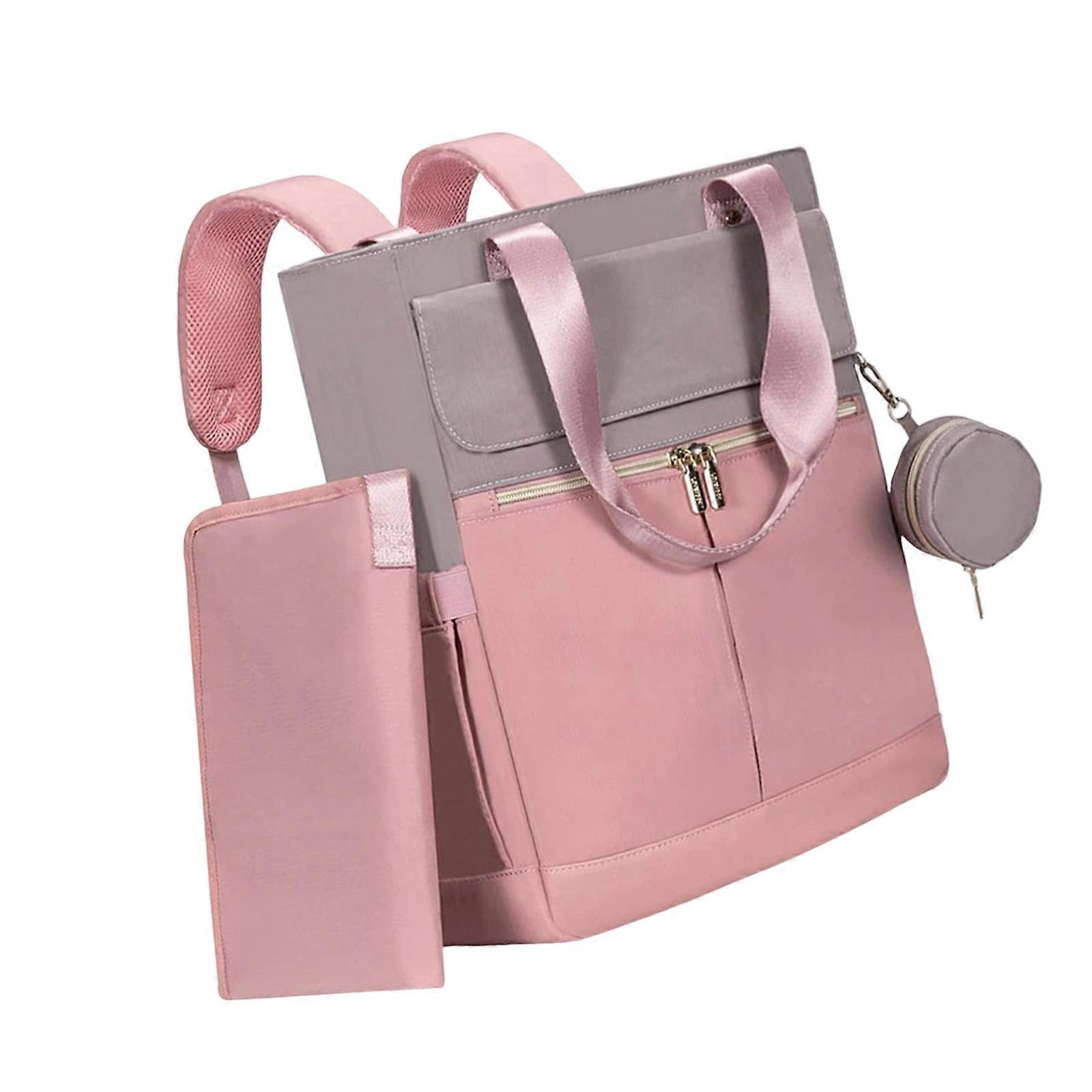 Practical Polyester Diaper Bag Ergonomic Design Quick Access Compartments Mom Backpack Ideal For Busy Moms  Pink