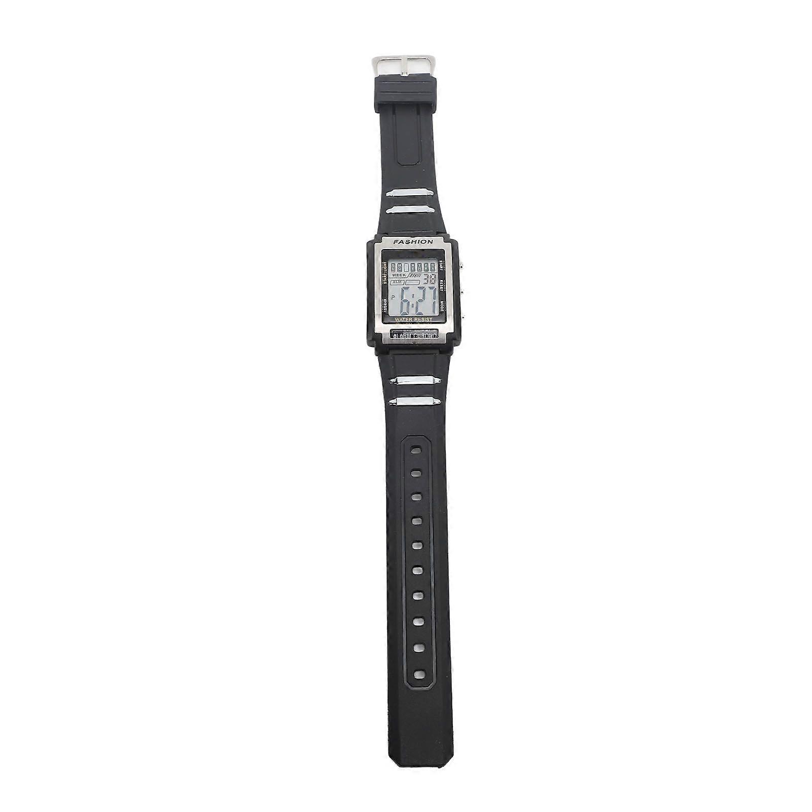 Rectangular Digital Sports Watch Waterproof Luminous Multifunctional Vintage Black Large Screen Digital Watch with Alarm
