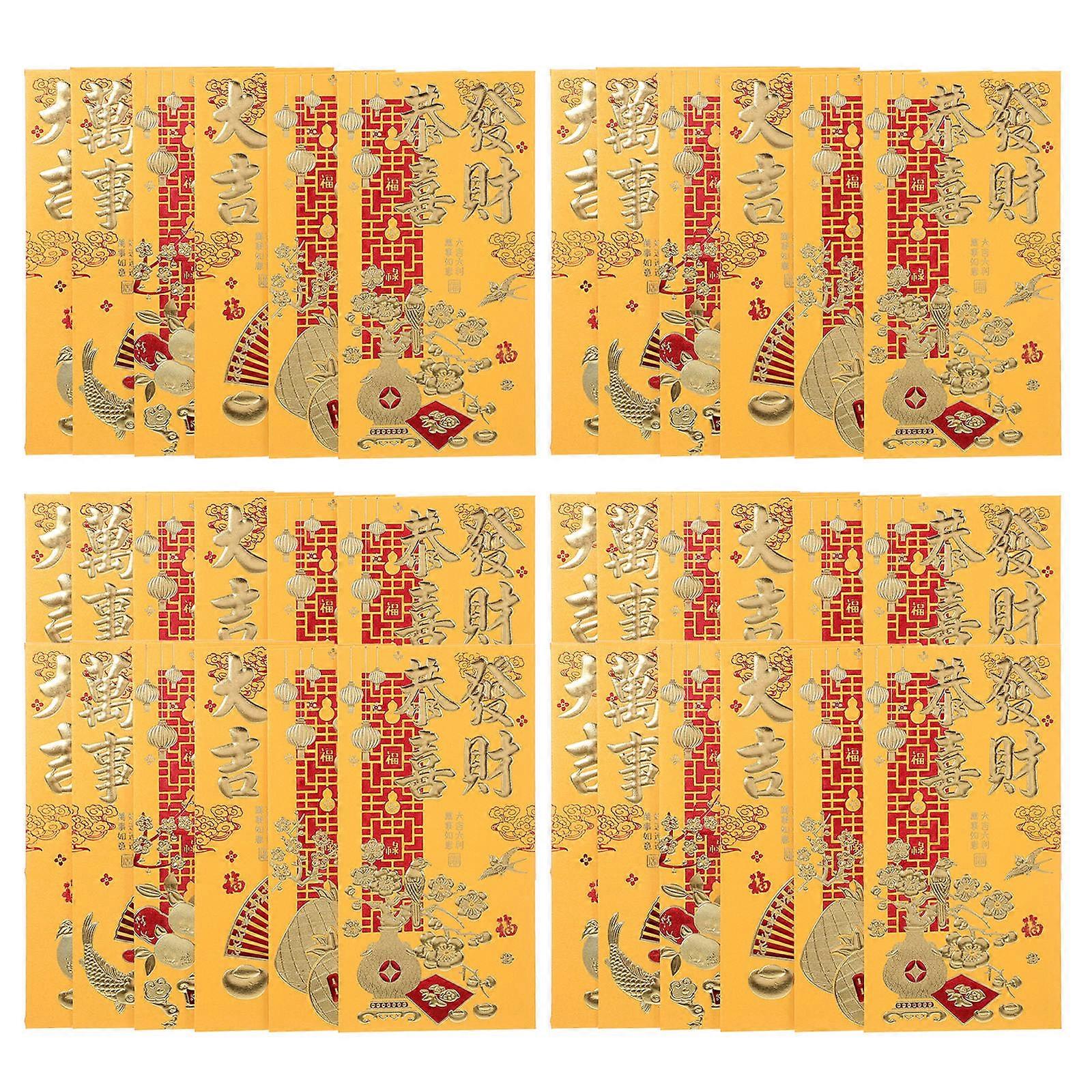 Cartoon Paper Red Envelopes for New Year 10 Bags Yellow Money Envelopes