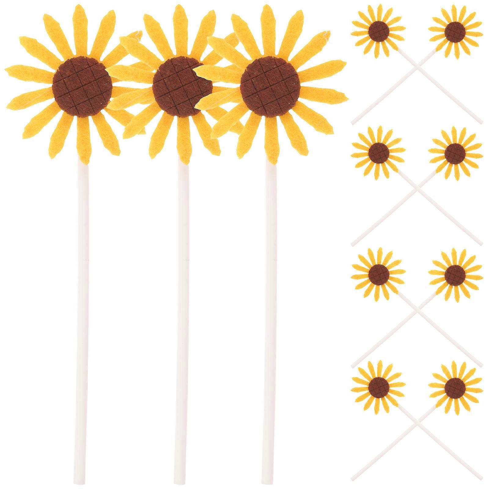 Assorted Color Sunflower Cake Decoration for Party Use 48Pcs Cupcake Toppers