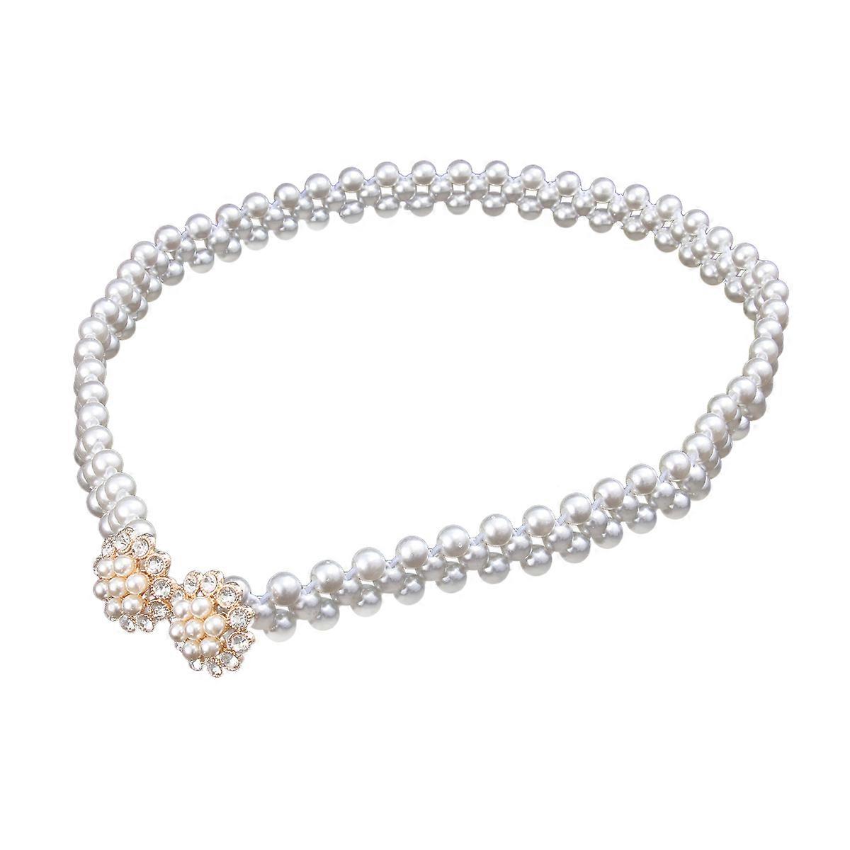 Fashion Waist Belt for Women Elastic Waistband Rhinestone Pearl 1Pcs Accessory