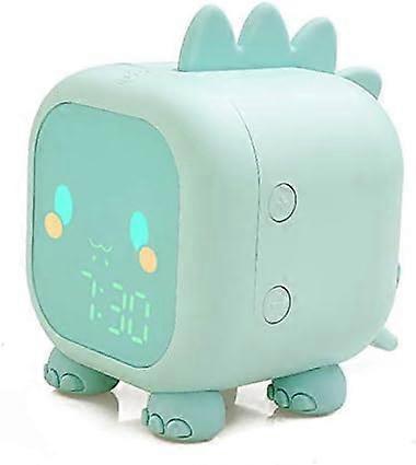 Kids Alarm Clock Wake Up Light Sunrise Nap Timer Sleep Training Digital USB Bedside Temperature Green