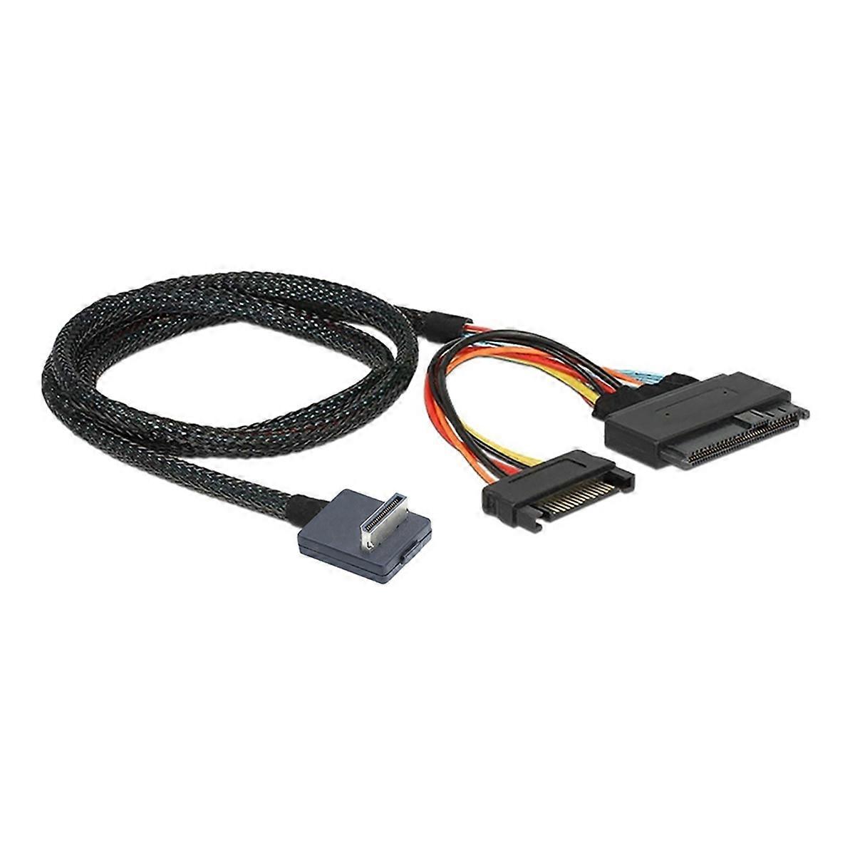 PCIE Oculink SFF-8611 4I 90 Degrees to U.2 SAS SFF 8639 NVMe SSD +15P Adapter Cable High-Speed Data Transfer 1M