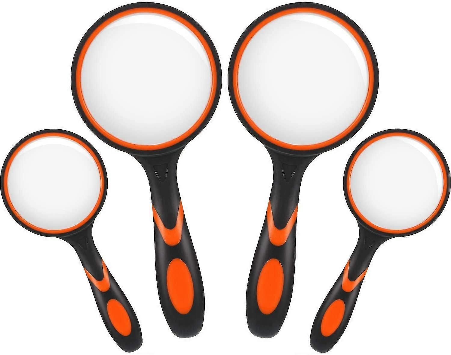 4 Pieces Magnifying Glass, 4x And 10x Handheld Reading Magnifier With Non-slip