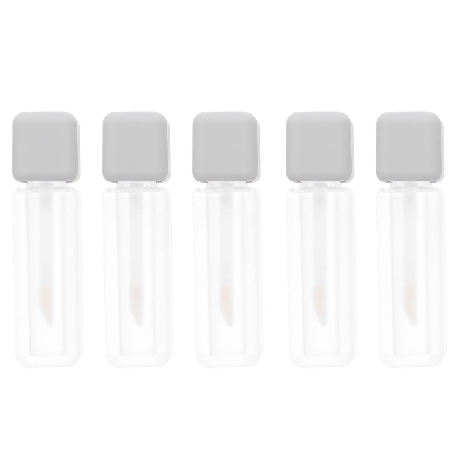 Transparent Lip Gloss Cylindrical Bottles Travel Lip Oil Plastic Assorted Color Refillable 5Pcs
