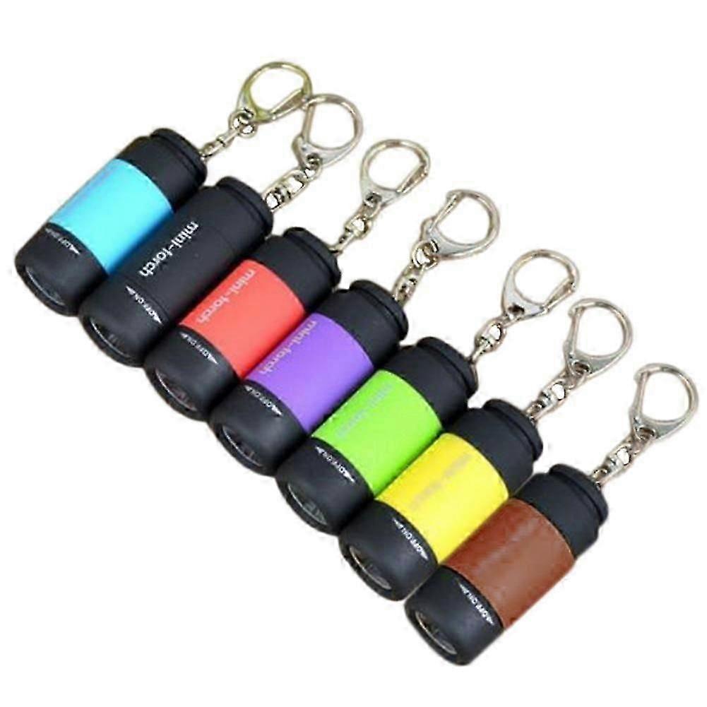 Mini Keychain Flashlight, 50 Lumen USB Rechargeable Small Pocket LED Torch Flashlight (7 pack)