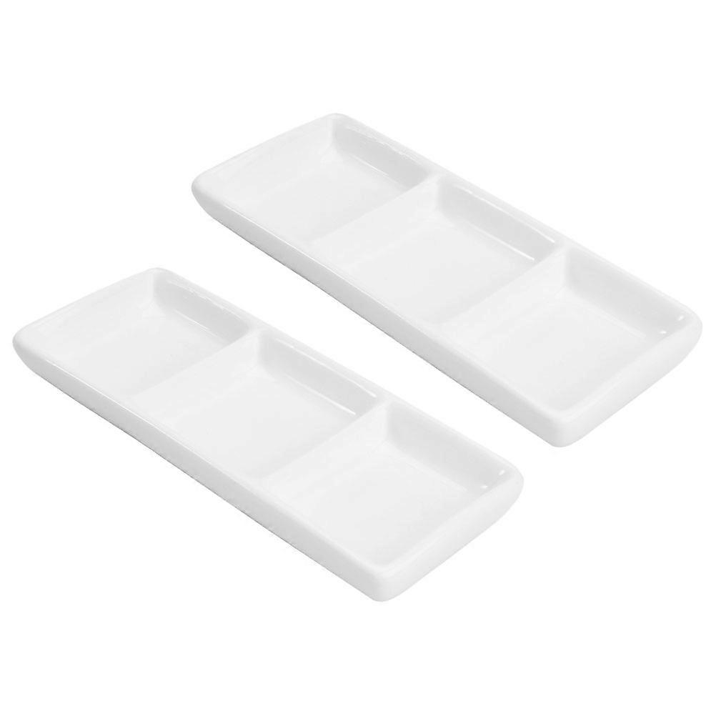 Ceramic Seasoning Plates for Serving 2Pcs Hot Pot Condiment Plates Set