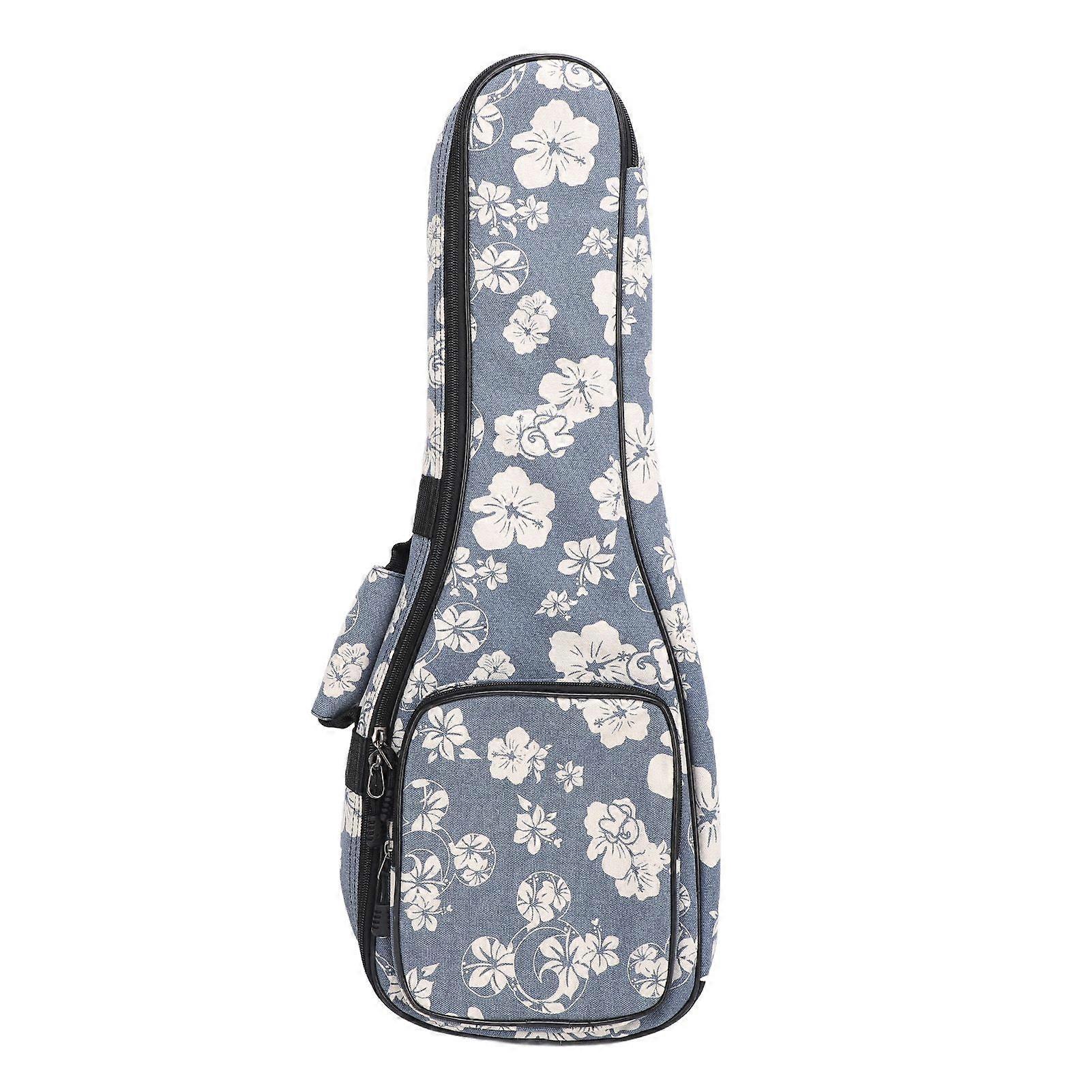 Ukulele Case Backpack Hawaiian Hibiscus Flower Pattern Thickened Ukulele Padded Bag 23 Inch