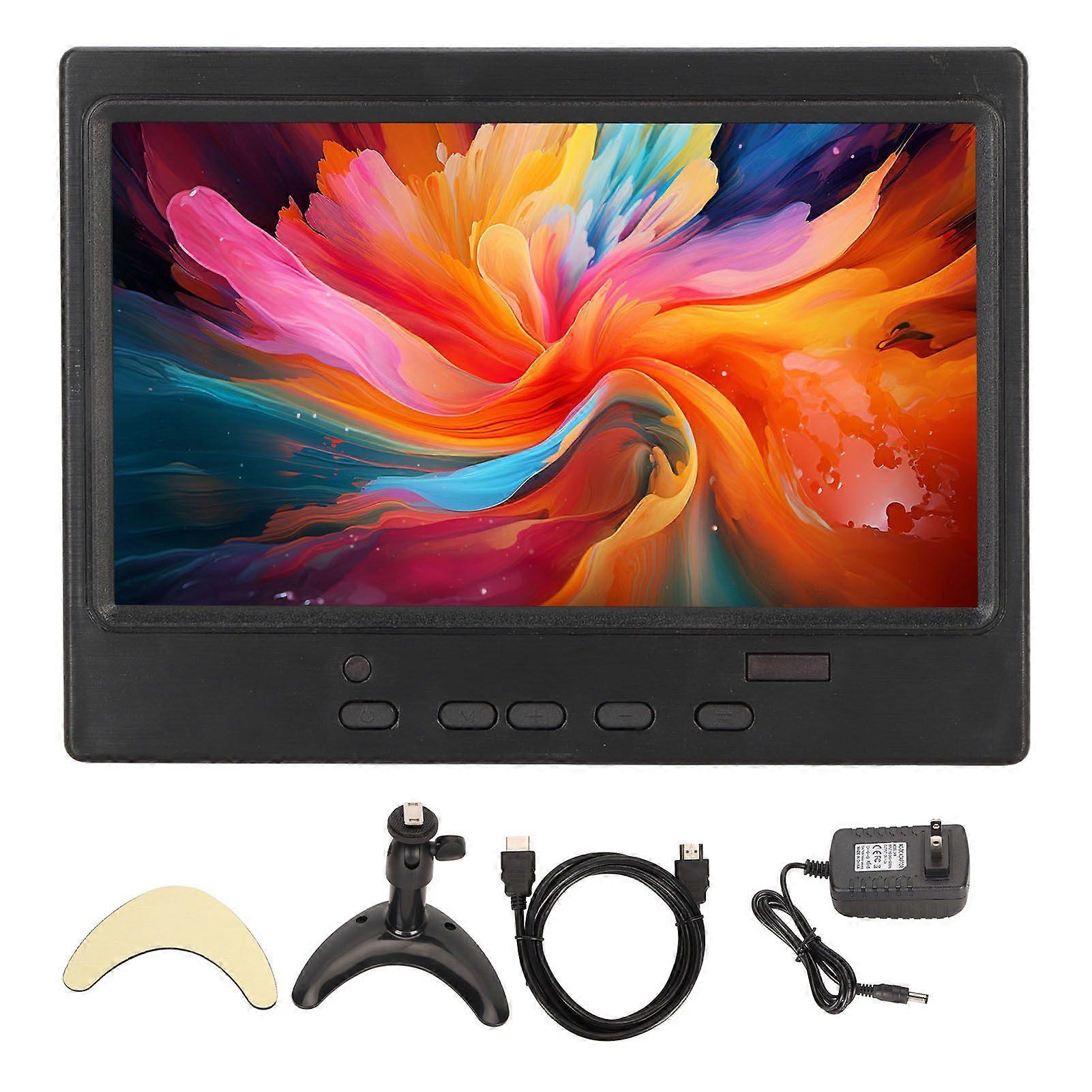 7 Inch Portable Monitor 1024x600 Supports HD Multimedia Interface VGA AV Portable Display with Support for PC 100240V Moon Bracket US Plug