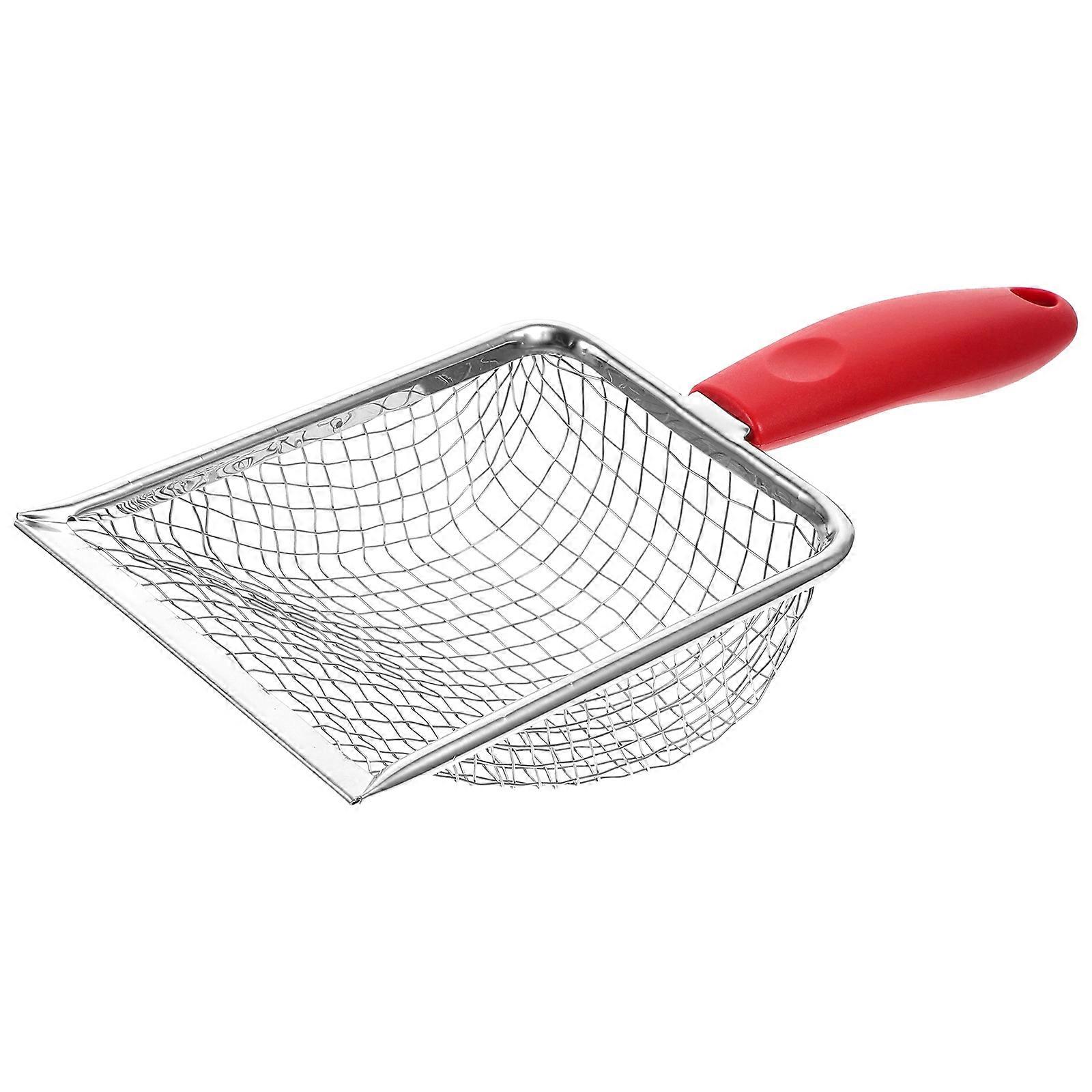 4Pcs Cat Litter Scoop Stainless Steel for Home Use Red Fine Mesh