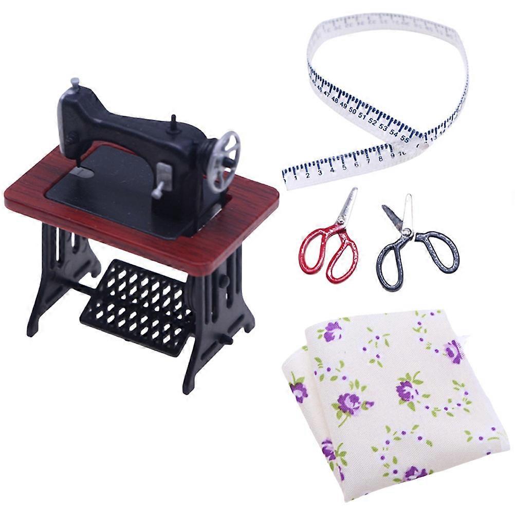 Plastic Mini Sewing Machine for Dollhouse Accessories 5Sets Included