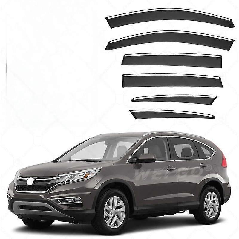 Window Visor For Honda CRV MK4 RM 20122016 Silver Bright Strip 6Piece Rain Guards