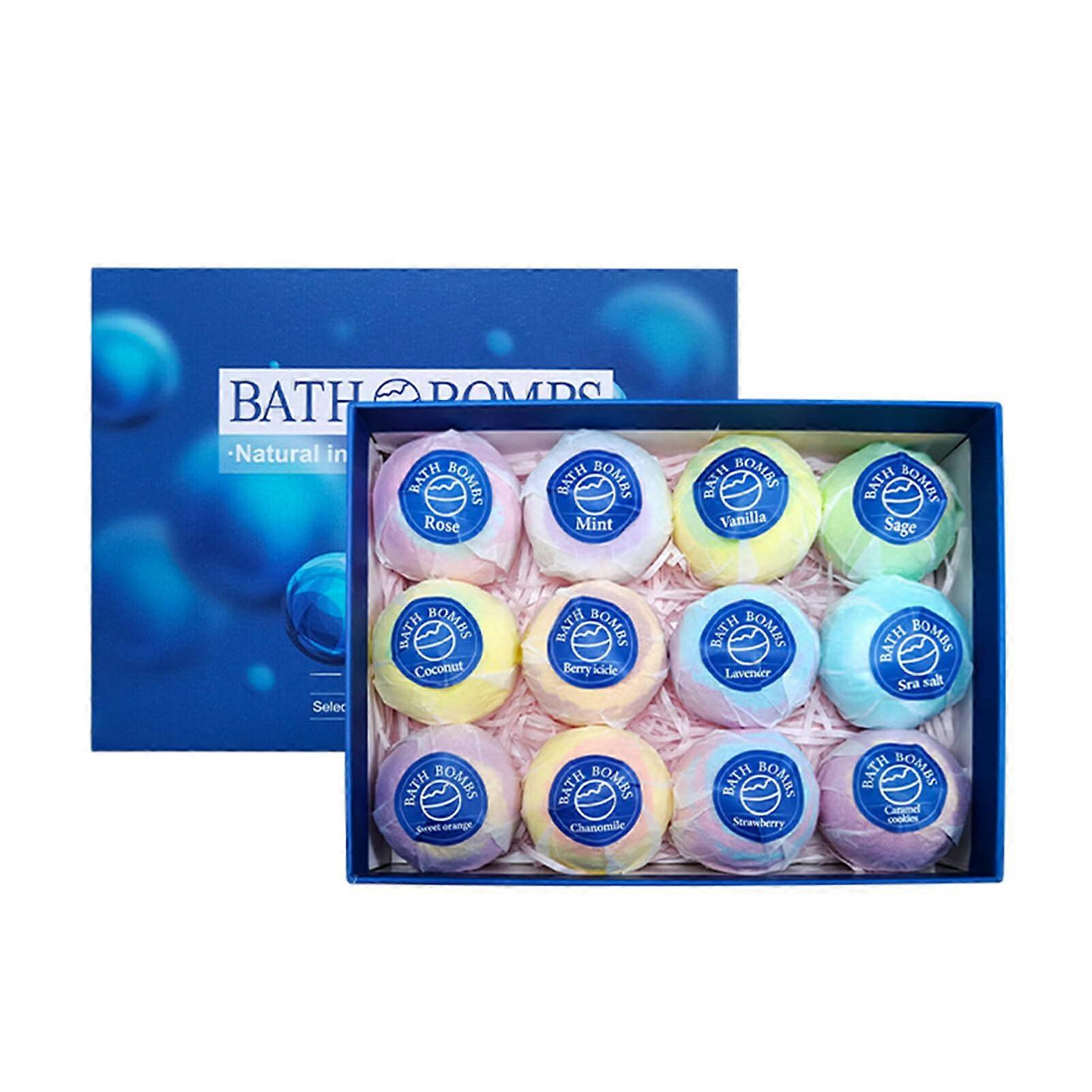 12 Pieces Vegan Bath Set with Blue Bath Bombs for Women, Refreshing Aromatherapy Experience, DIY Bath Bomb Making Kit