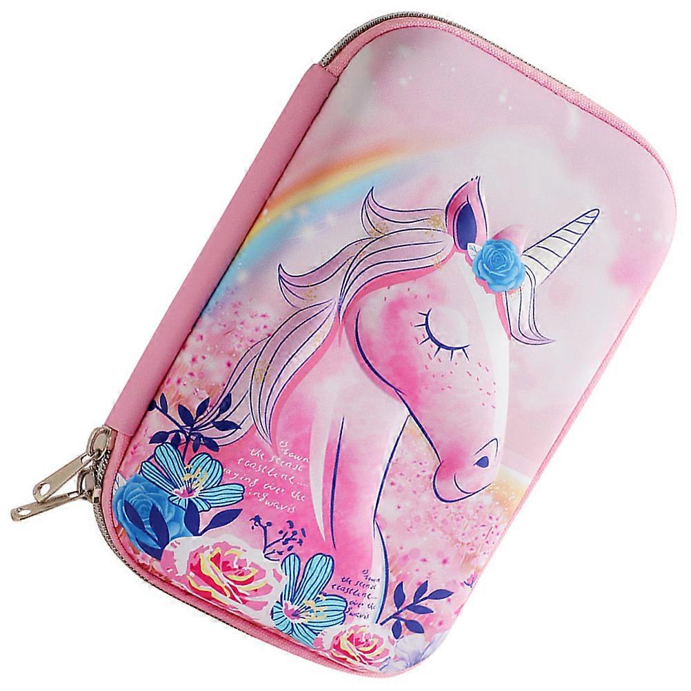 Compact Pencil Case For Storage 3Pcs Zipper Pencil Bag For Students Daily Use Pink EVA Material