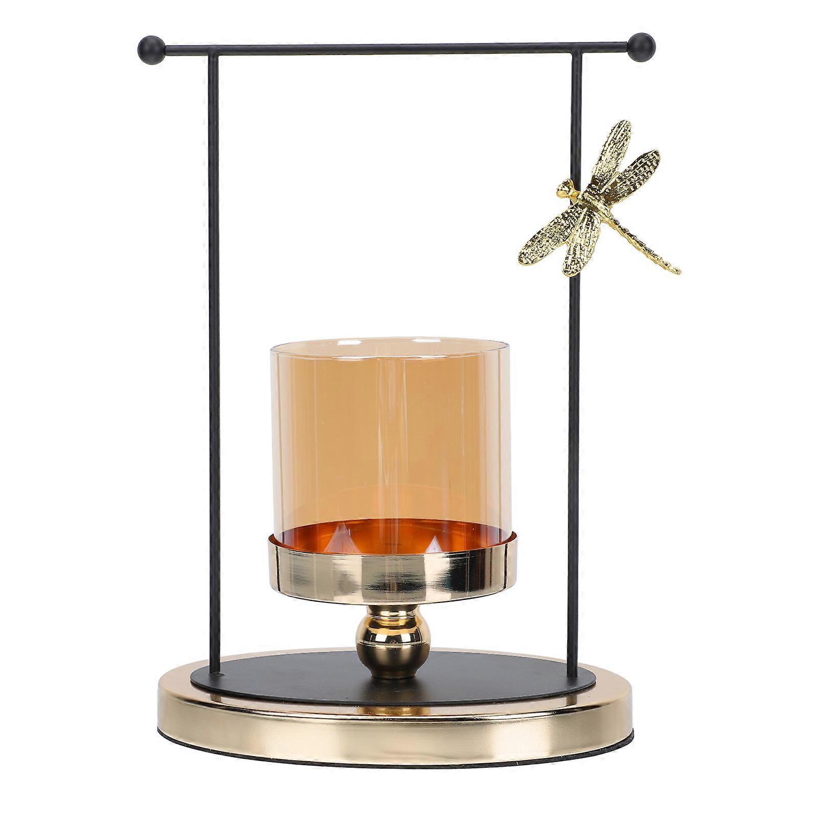 Golden Dragonfly Candlestick for Home Decor Creative Candle Stand 2Pcs