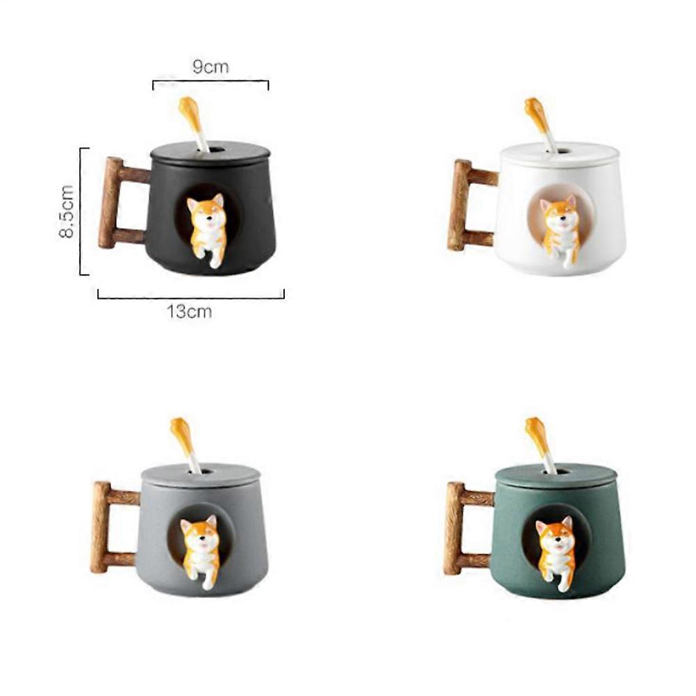 Dog Tea Cup 1Set for Home Office Use Black