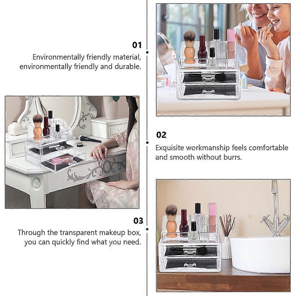 Makeup Box Transparent Cosmetic Container for Storage 3Pcs Desktop Box