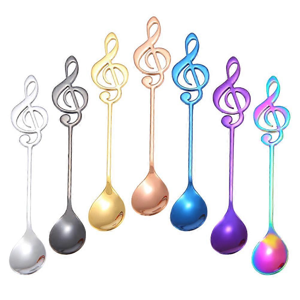 21 Pcs Stainless Steel Stirring Spoon Note Shape Handle Spoons Ideal For Cafe Assorted Color Ergonomic Design For Drinking Beverages