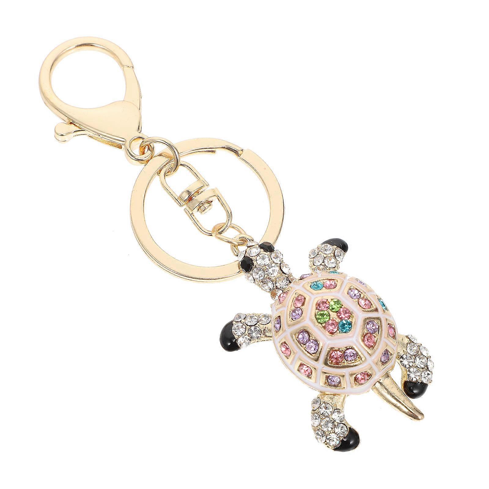 Turtle Keychain Diamond Metal Pendant for Decor 3Pcs Pack