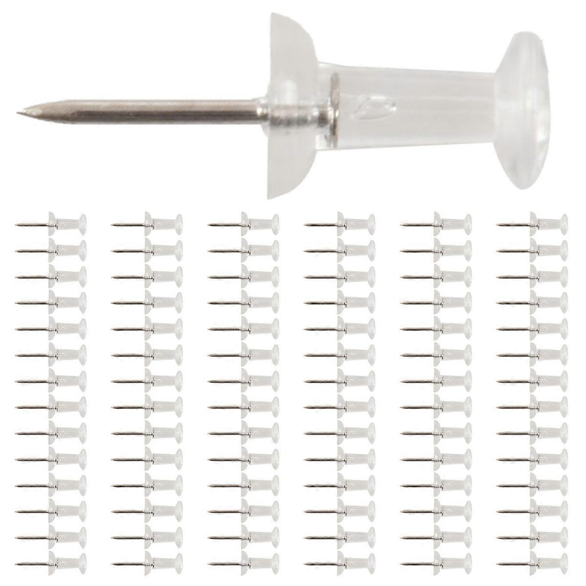 100 Pcs Push Pin Thumb Tack Clear Color 3/8 inch Drawing Pushpin