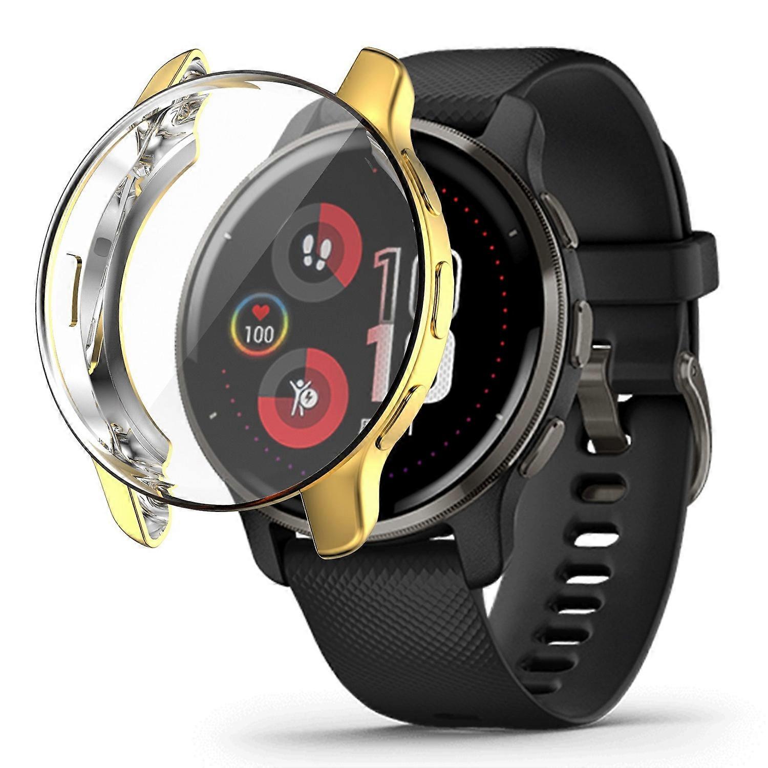 For Garmin Venu 2 Plus Soft TPU Electroplated Frame Protective Case All-Around Screen Protector Cove