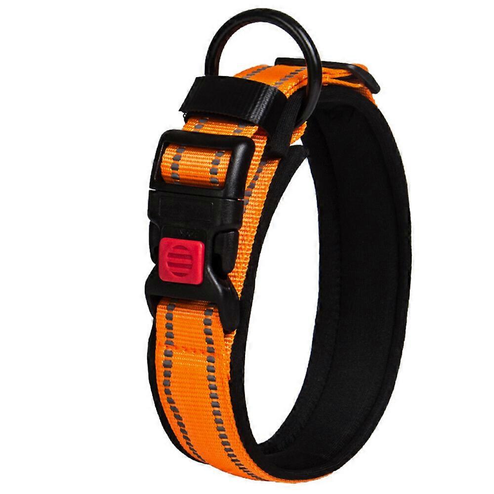 Wide Nylon Dog Collar for Medium Dogs Reflective Soft Padded Adjustable