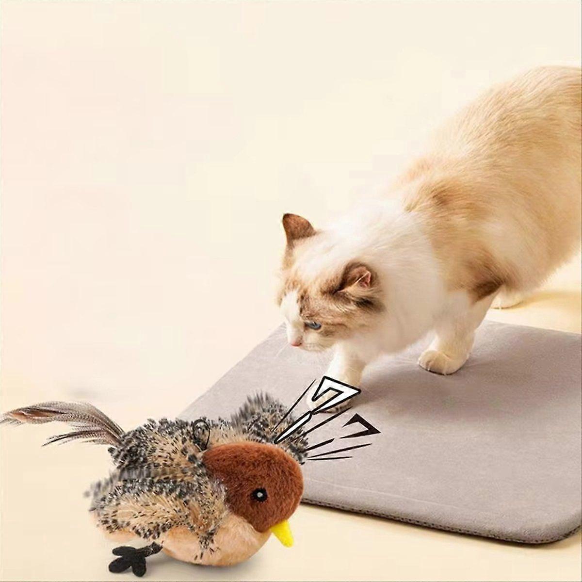 Electronic Cat Toy Interactive Sparrow Shaped Bird Simulation Sound