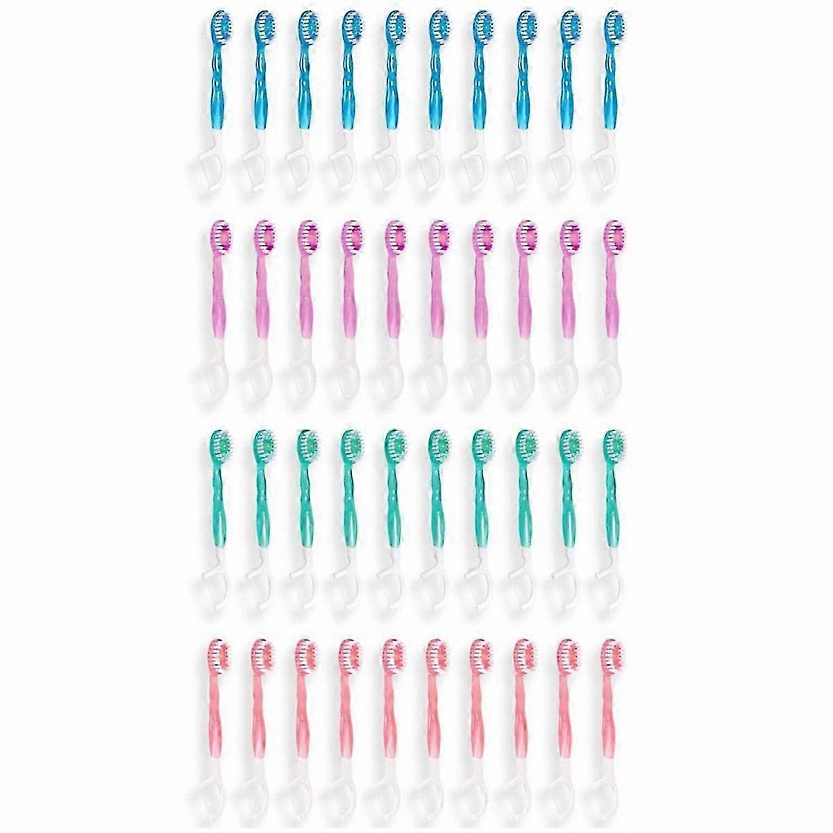 5-in-1 Portable Mini Toothbrushes, 40-Pack Disposable Travel Brushes Individually Wrapped for Convenience