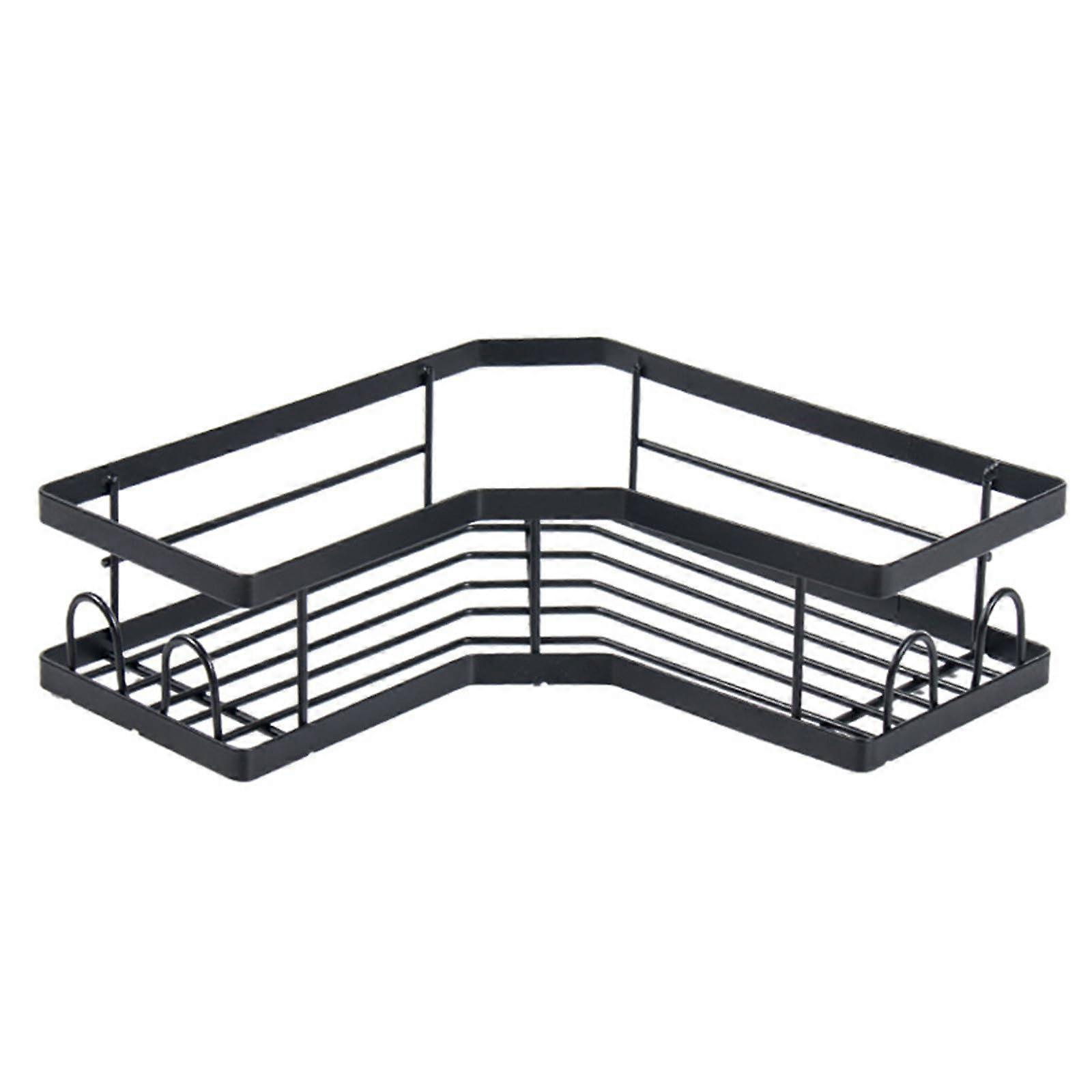 Corner Shower Caddy Three Pack No Drilling Bathroom Or Kitchen Storage With Soap Holder Hooks Toothpaste Holder Black