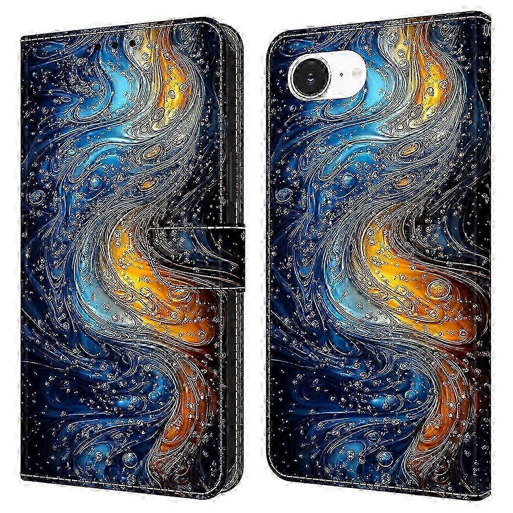 16e Leather Wallet Case with Pattern Printing, Flip Cover & Stand Function