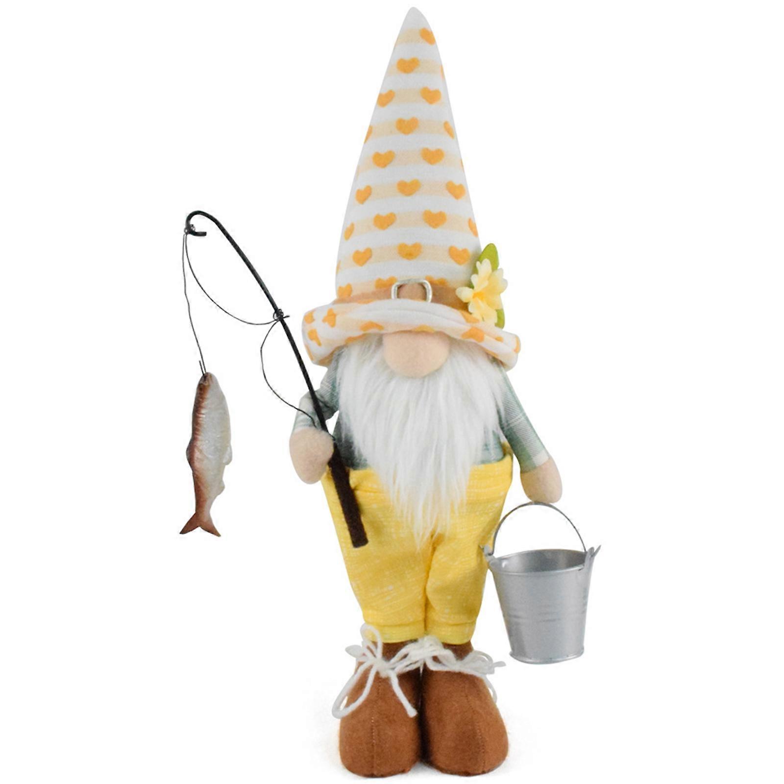 Fisherman Gnomes Plush Decoration,Handmade Swedish Dwarf Scandinavian Tomte Elf Gnomes for Home Office Table Decors  Gold