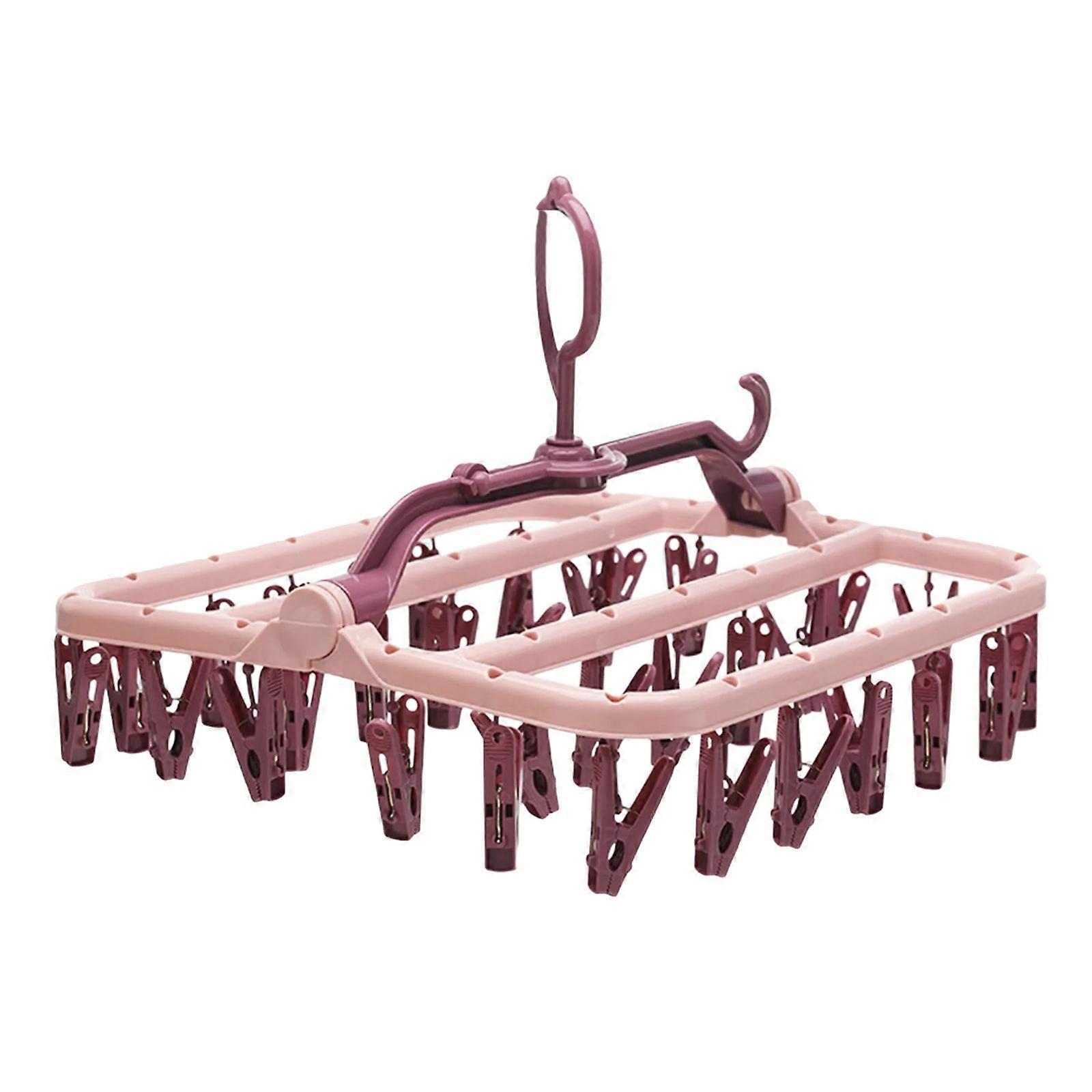 Space Efficient Foldable Garment Hanger 12 Adjustable Clip Sturdy Plastic Frame  Morandi powder