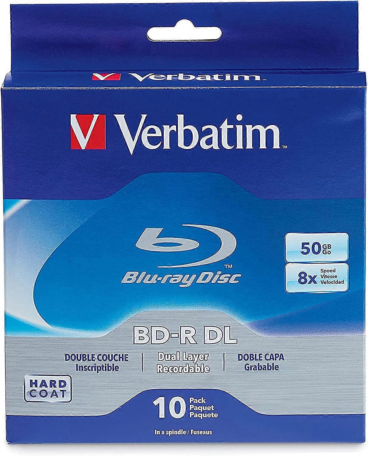 Verbatim BD-R 50GB 8X Blu-ray Recordable Media Disc Double Layer- Spindle - 97335, Branded, 10 Pack