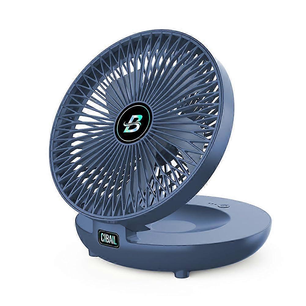 Foldable Air Circulation Fan Portable Mini Desk Fan 90Degree Tilt 3Speed USB Rechargeable Blue