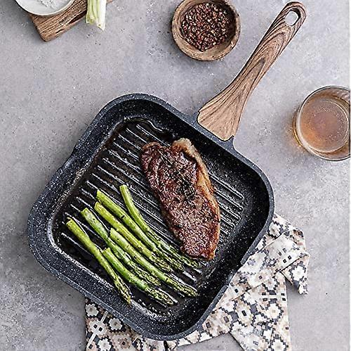 24cm NonStick Grill Pan Square Cast Iron Griddle For Steak And Vegetables