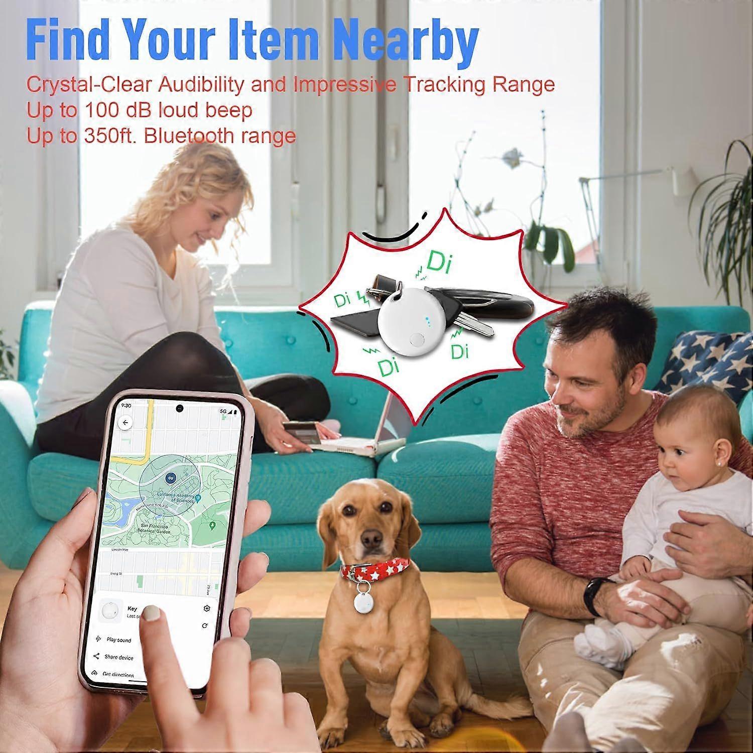 Bluetooth trackers for Android systems, 2-pack, works with Google's "Find My Device" app to locate items such as keys, wallets, bags, and pets. Androi