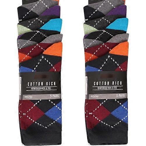 Ex Store Mens Argyle Cotton Socks (Pack of 10)
